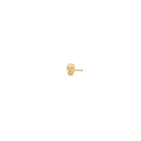 14k Itty Bitty Skull with Diamond Eyes Stud