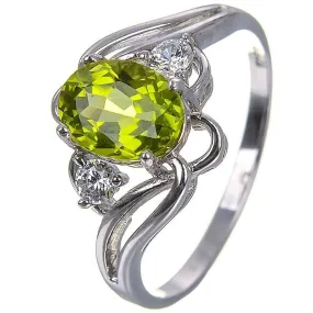 6*8mm Oval Green Gemstone Natural Peridot Ring -  925 Sterling Silver