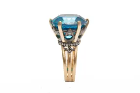 AMMANII Blue Topaz Statement Ring in Vermeil Gold