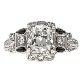 Art Deco Engagement Ring, Cushion 1.55ct.