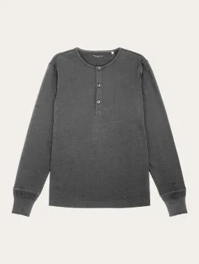 BO long sleeve henley - Regenerative Organic Certified™ - GOTS/Vegan - Dark Grey Melange