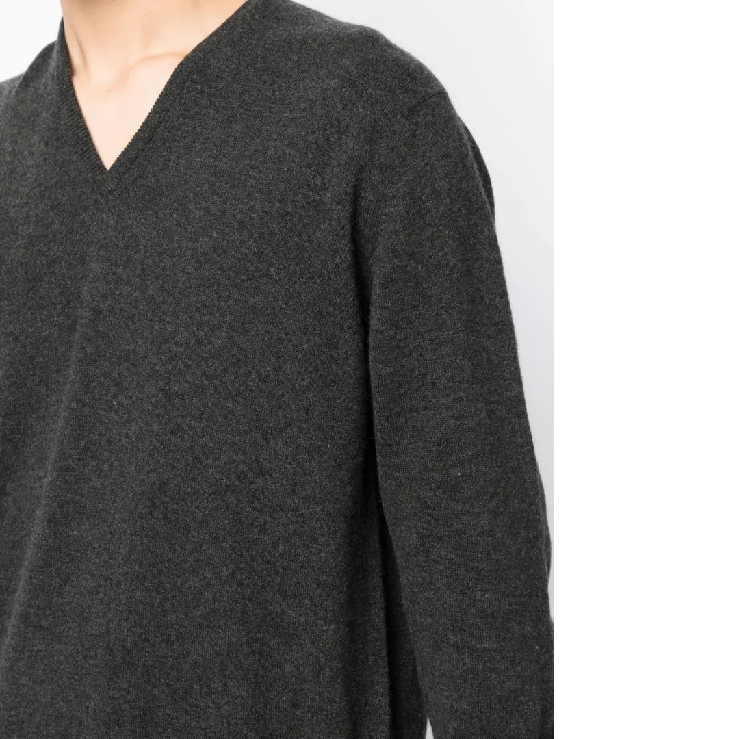 CASHMERE V NECK SWEATER GREY