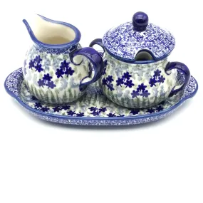 Creamer & Sugar Set w/Tray in Alpine Blue