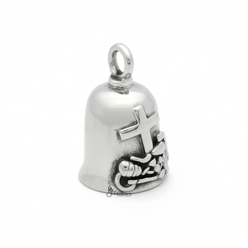 Cross and Motorcycle Stainless Steel Bell Pendant