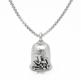 Cross and Motorcycle Stainless Steel Bell Pendant