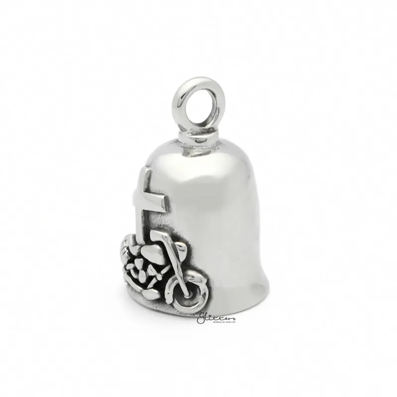 Cross and Motorcycle Stainless Steel Bell Pendant