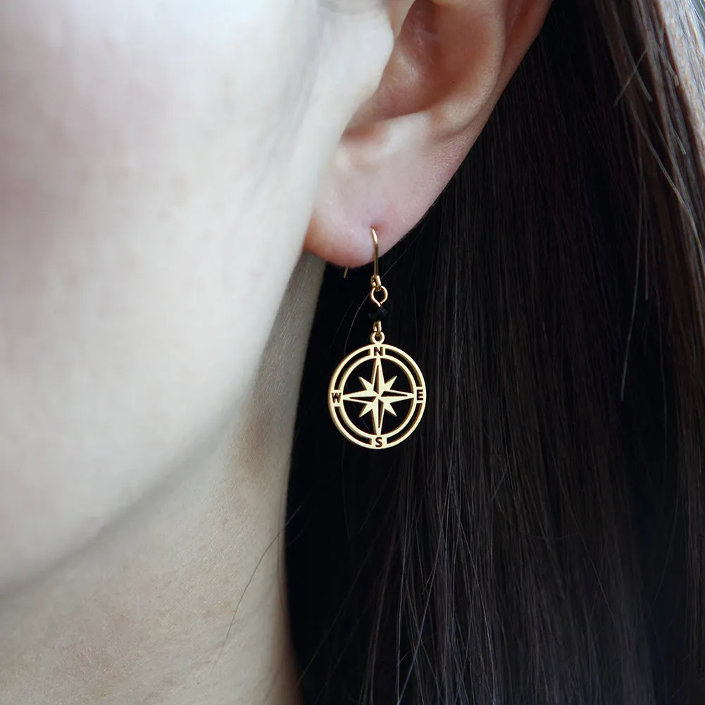 Cut Out Compass Disc Drop Earrings