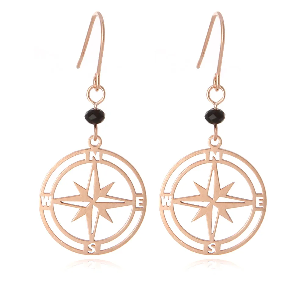 Cut Out Compass Disc Drop Earrings