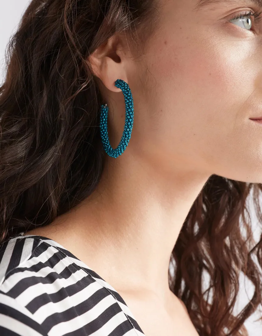 Elk - Kolle Beaded Hoop Earring Teal