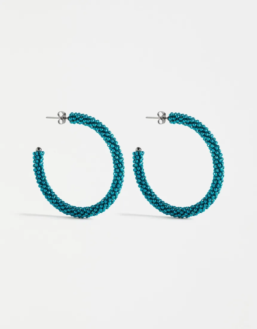 Elk - Kolle Beaded Hoop Earring Teal