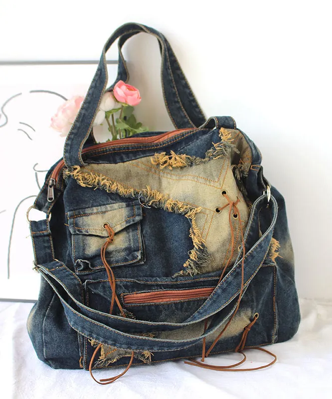 Fashion Tassel Large Capacity Denim Satchel Bag Handbag SX1015