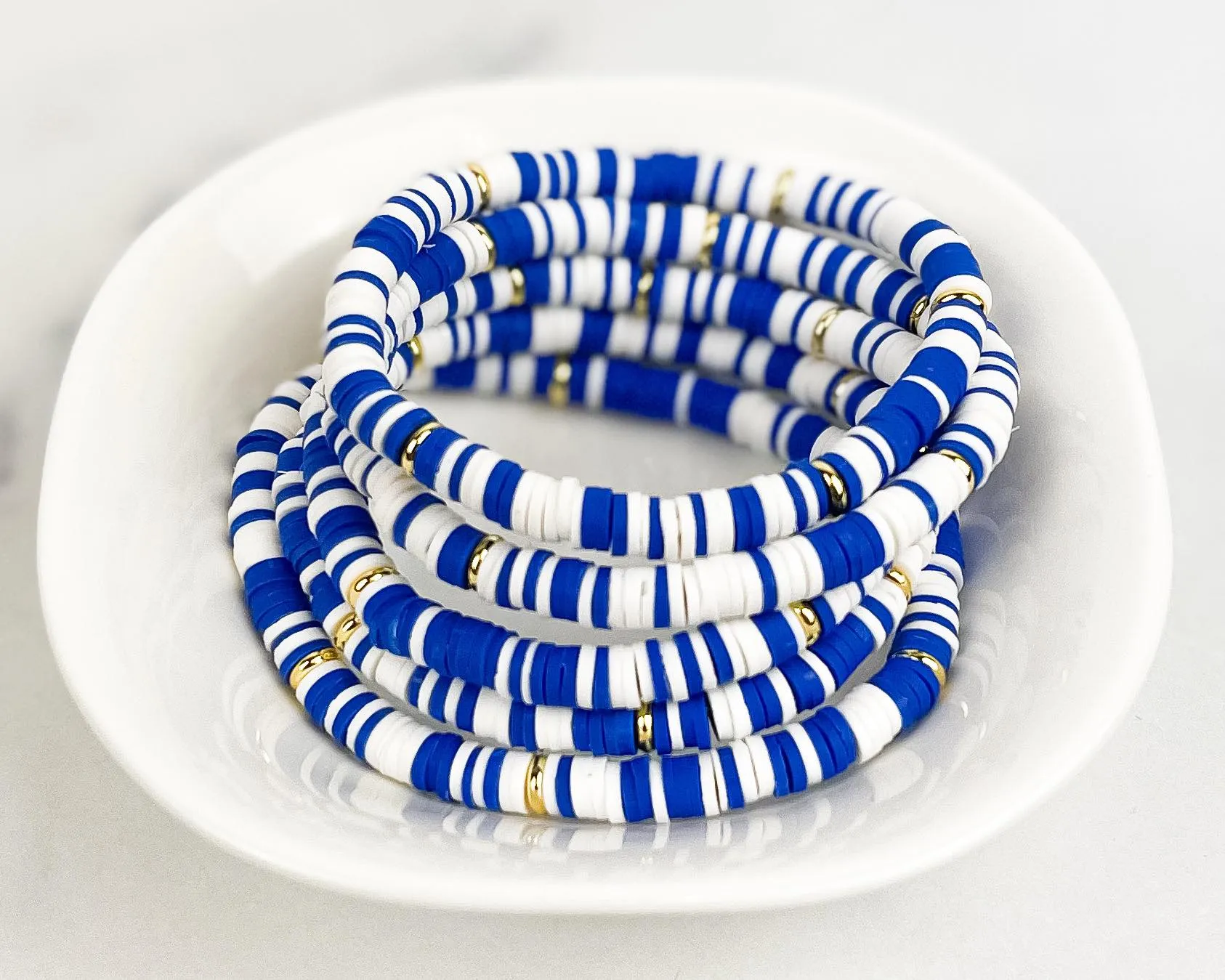 Heishi Small 6mm Color Pop Bracelet Blue & White