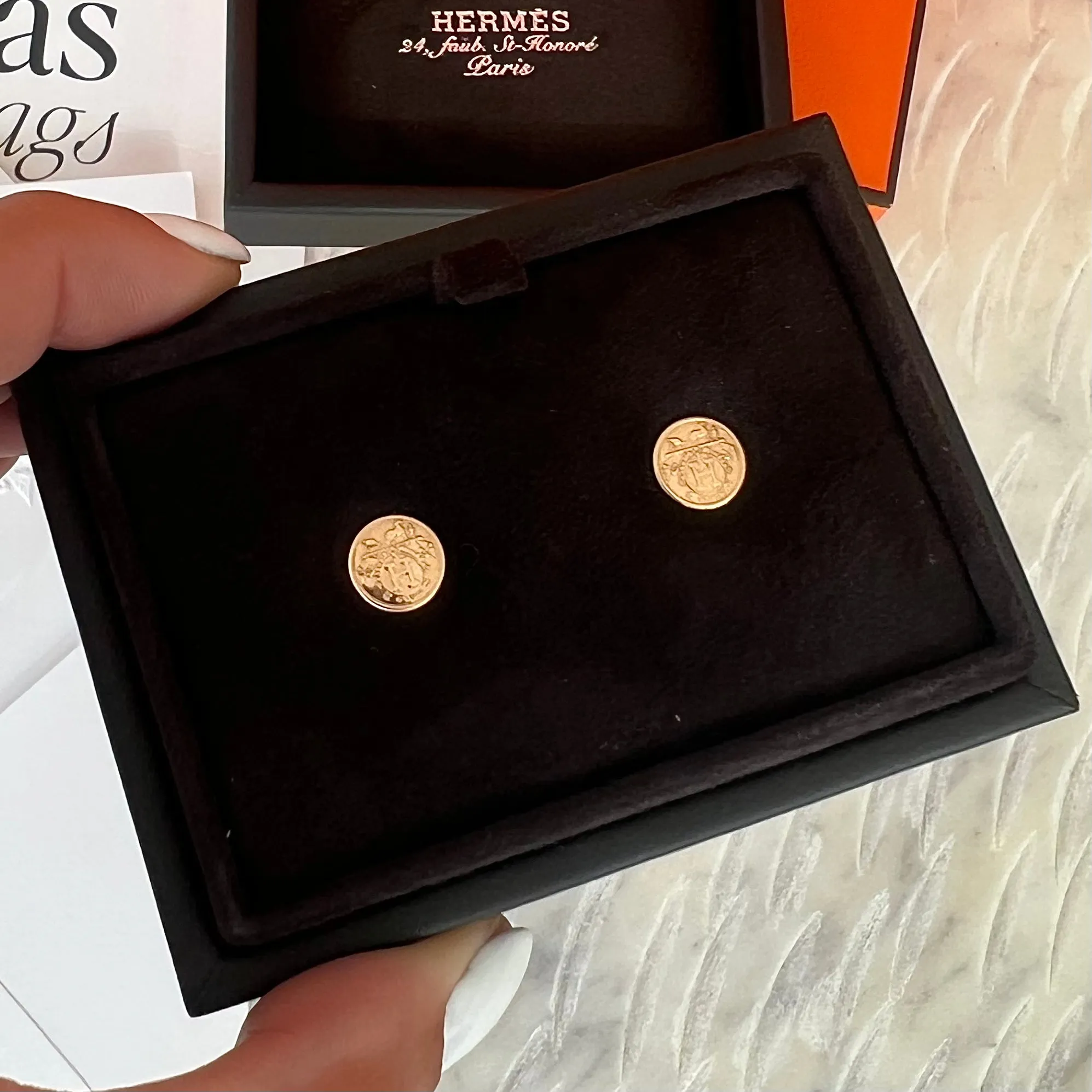 Hermes Ex-Libris earrings, very small model