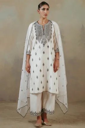 Ivory Gota And Mirror Kurta Set