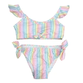 Knot Two Piece Swimsuit | Rainbow Stripe (10, 12)