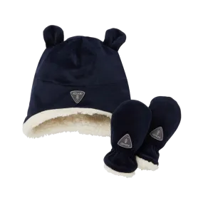 Kombi Dark Navy Sherpa Infant Hat/Mittens Set