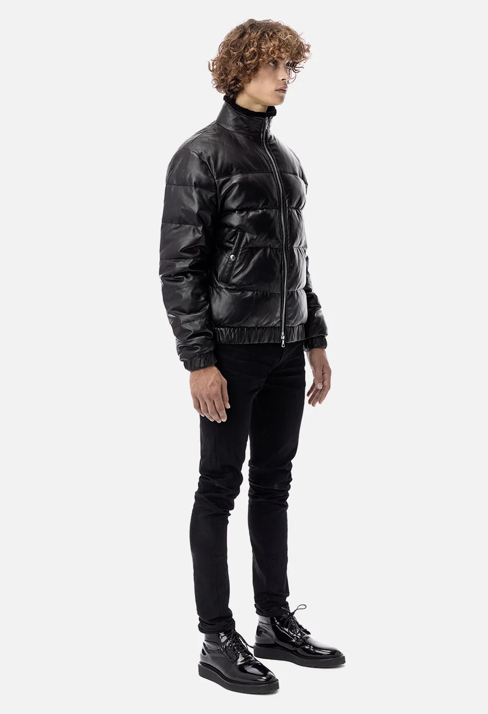 Leather Down Jacket / Black