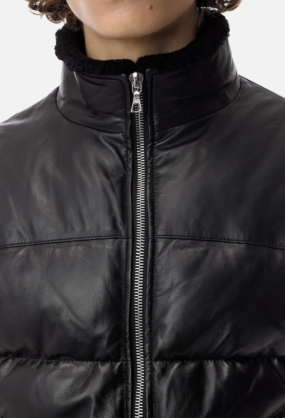 Leather Down Jacket / Black