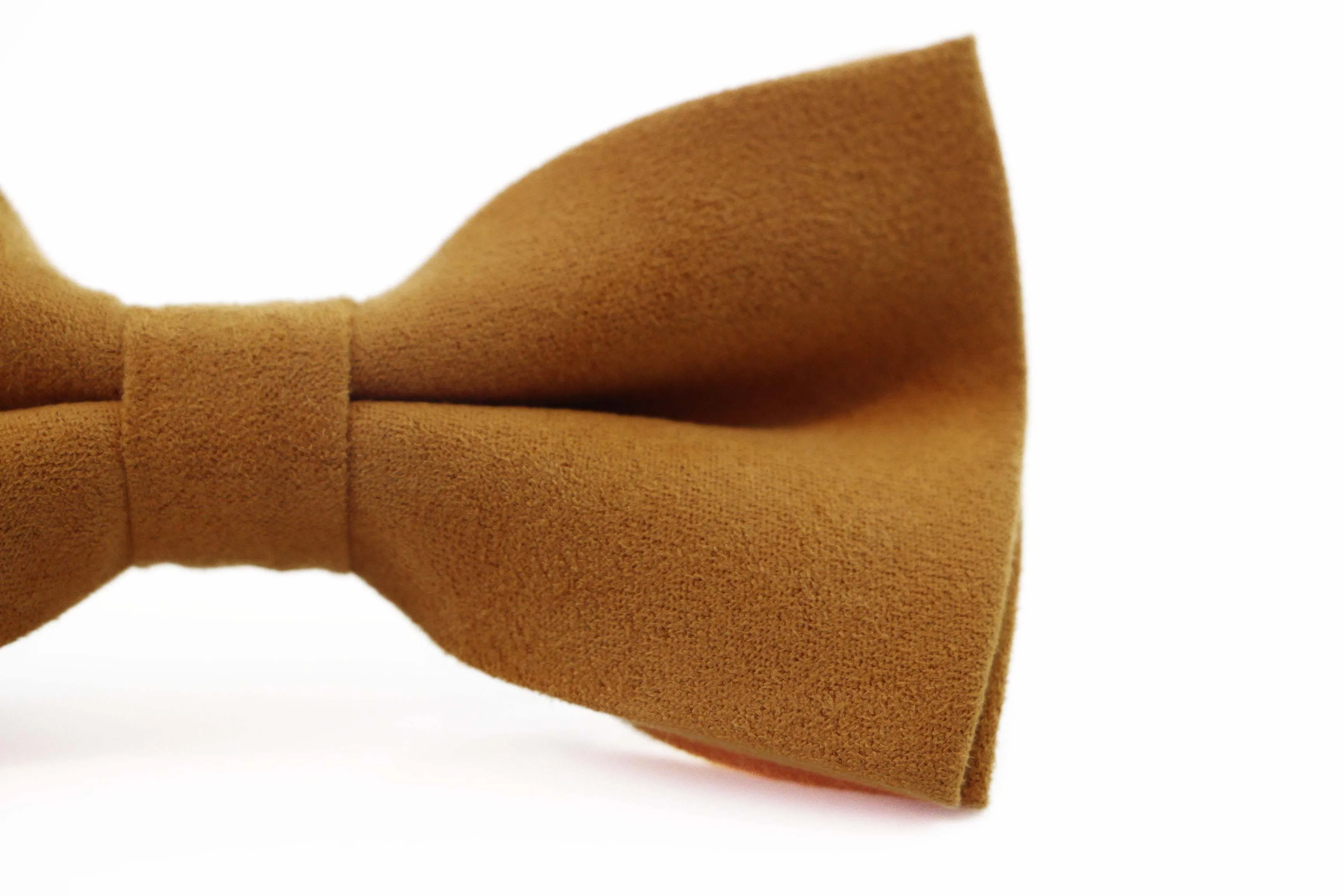 Mens Camel Velvet Plain Colour Bow Tie