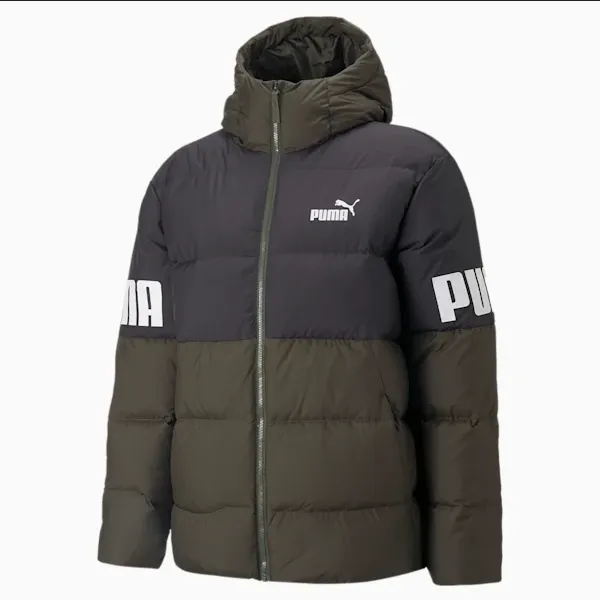 Puma men's down jacket with hood 849335 70 forest night