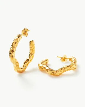 Serpent Textured Squiggle Medium Hoop Earrings | 18ct Gold Plated