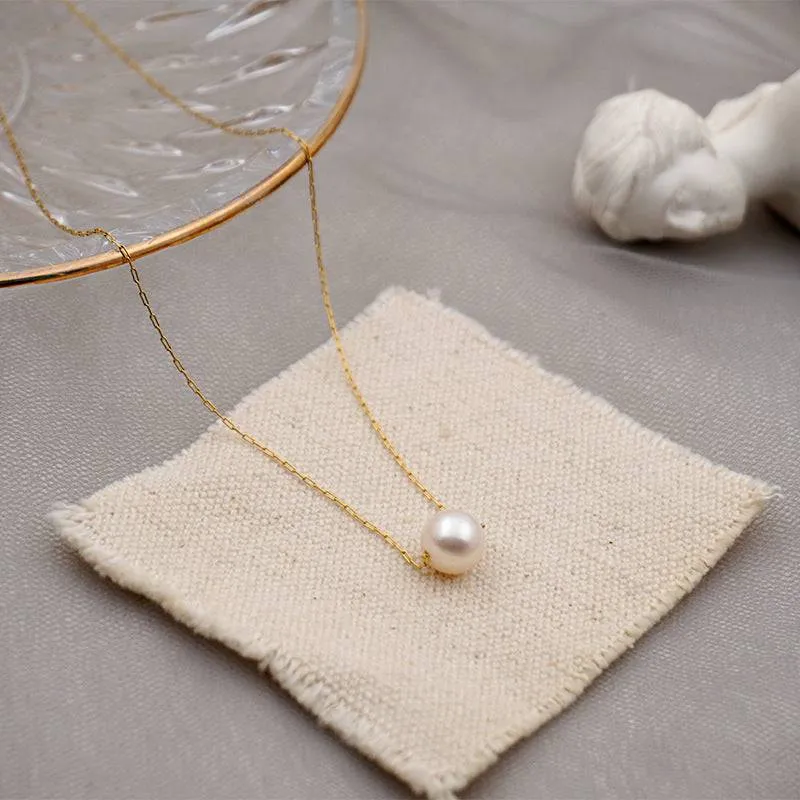 Single Pearl Drop Gold Chain Choker Necklace