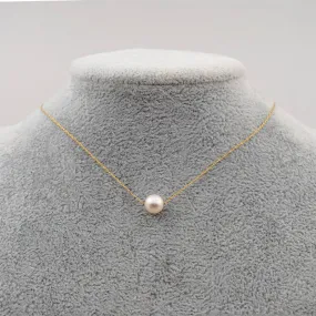 Single Pearl Drop Gold Chain Choker Necklace