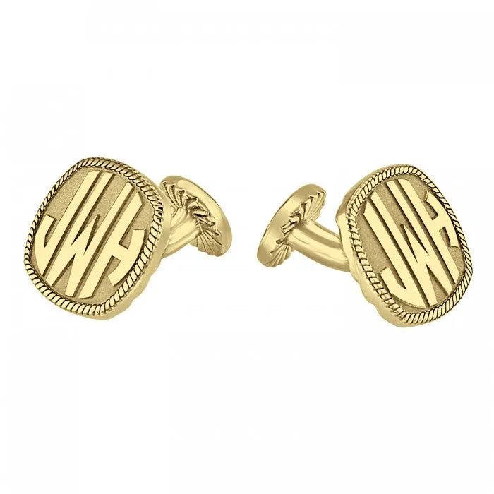 Square Recessed Block Monogram Cuff Links