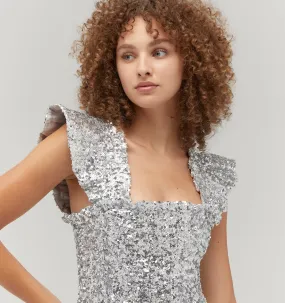 The Sequin Ellie Nap Dress - Silver Sequin