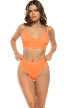 Underwire Bra and High-Waisted Thong Panty Set