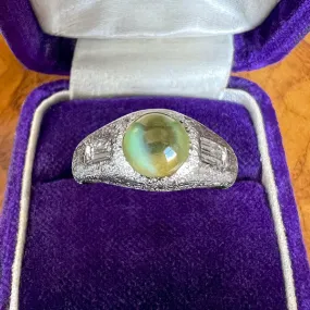 Vintage Cat's Eye Chrysoberyl & Diamond Ring