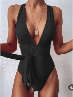 WRAP AROUND SWIMSUIT - BLACK